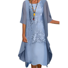 Annika | Women's Wedding Guest Dress Flowing Midi Dress with Sheer Sleeves