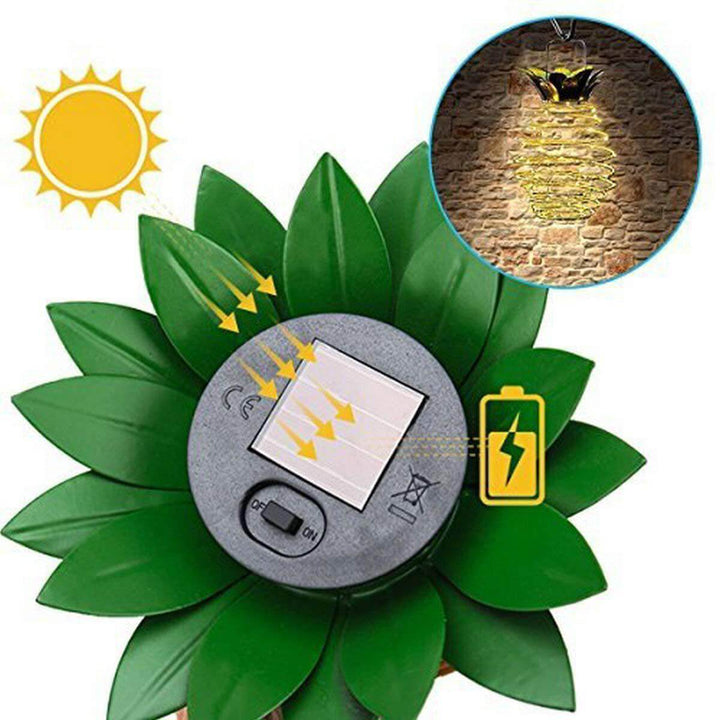 Solar Hanging Lantern Pineapple | Spiral LED Lights | IP44 | Garden &amp; Balcony