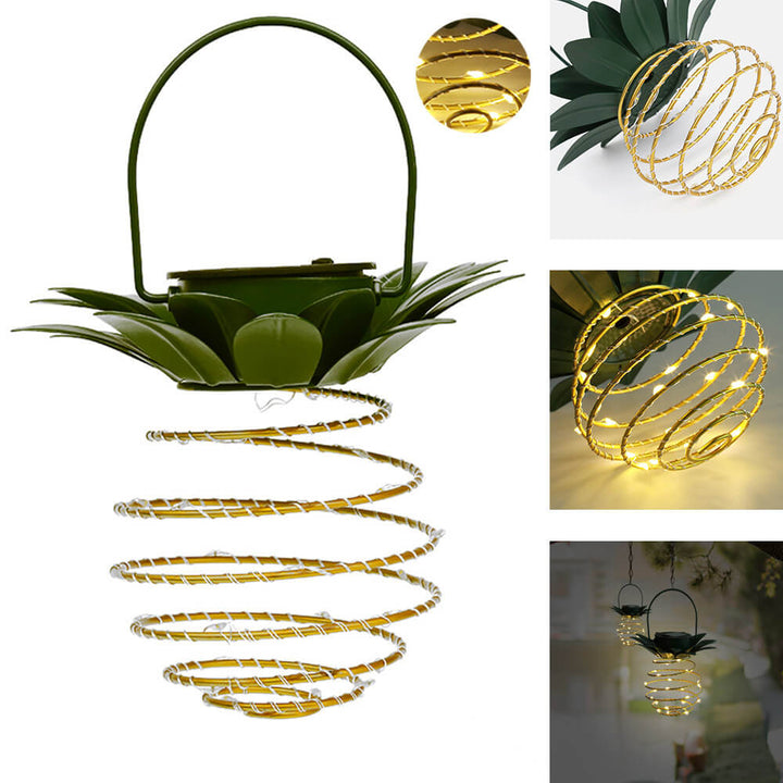 Solar Hanging Lantern Pineapple | Spiral LED Lights | IP44 | Garden &amp; Balcony