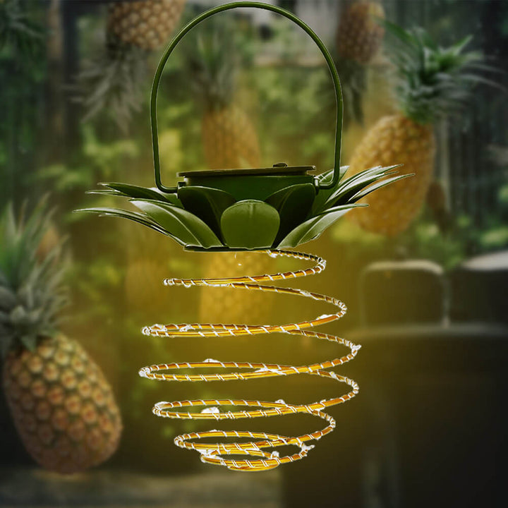 Solar Hanging Lantern Pineapple | Spiral LED Lights | IP44 | Garden &amp; Balcony