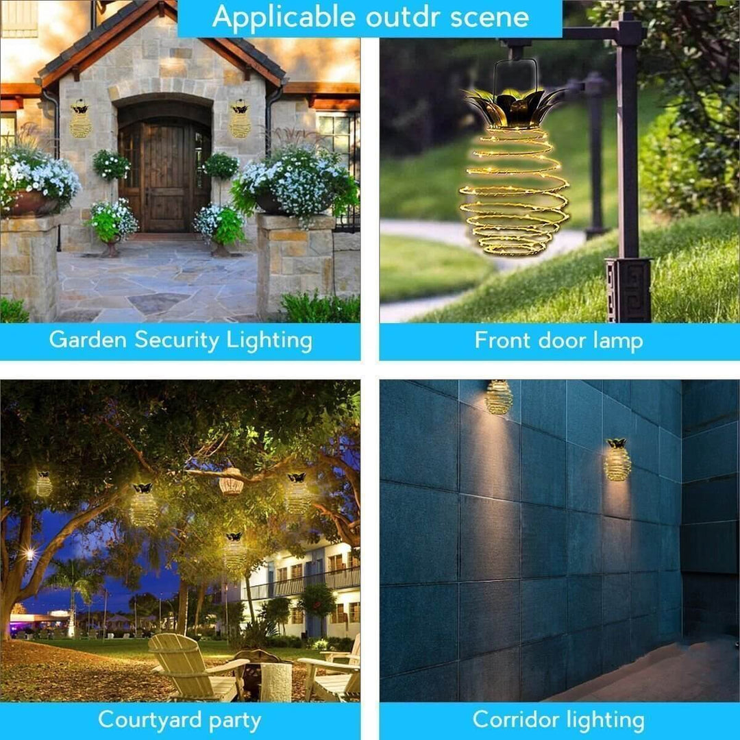 Solar Hanging Lantern Pineapple | Spiral LED Lights | IP44 | Garden &amp; Balcony