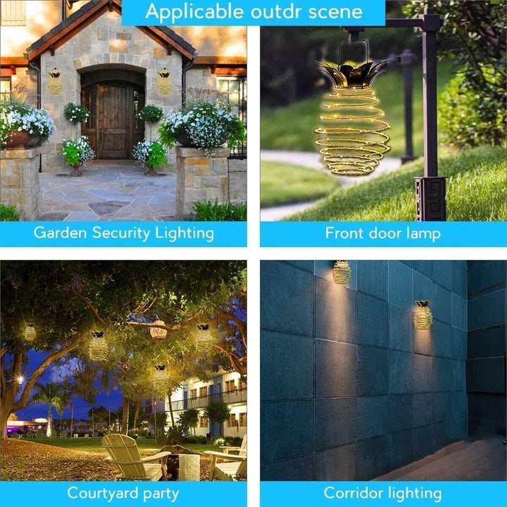 Solar Hanging Lantern Pineapple | Spiral LED Lights | IP44 | Garden &amp; Balcony