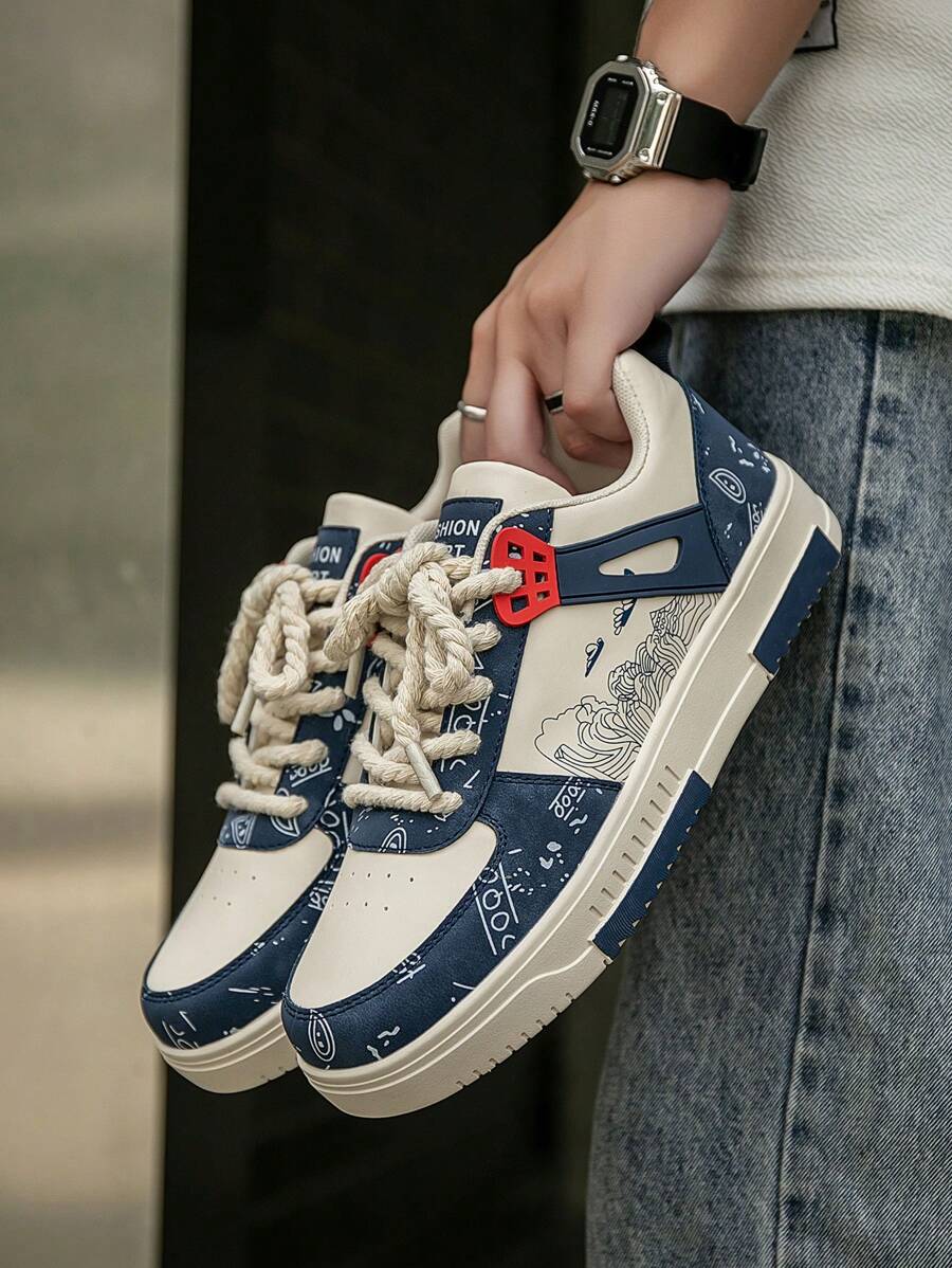 Beige Herren Sneaker mit Print – sportlich, bequem und perfekt für jeden Tag