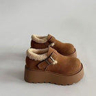 Damen Plateau-Schuh mit Schnalle & Futter, braun