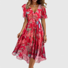 Helga | Women's Floral V-Neck Midi Dress