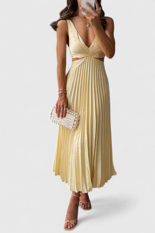Damen Hochzeitsgastkleid | Ärmellos Falten