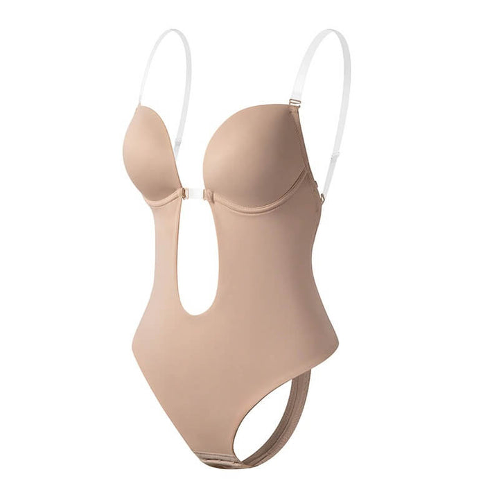 Rückenfreier Body Shaper mit tiefem V-Ausschnitt und verstellbaren Trägern, mittlerer bis fester Kontrolle