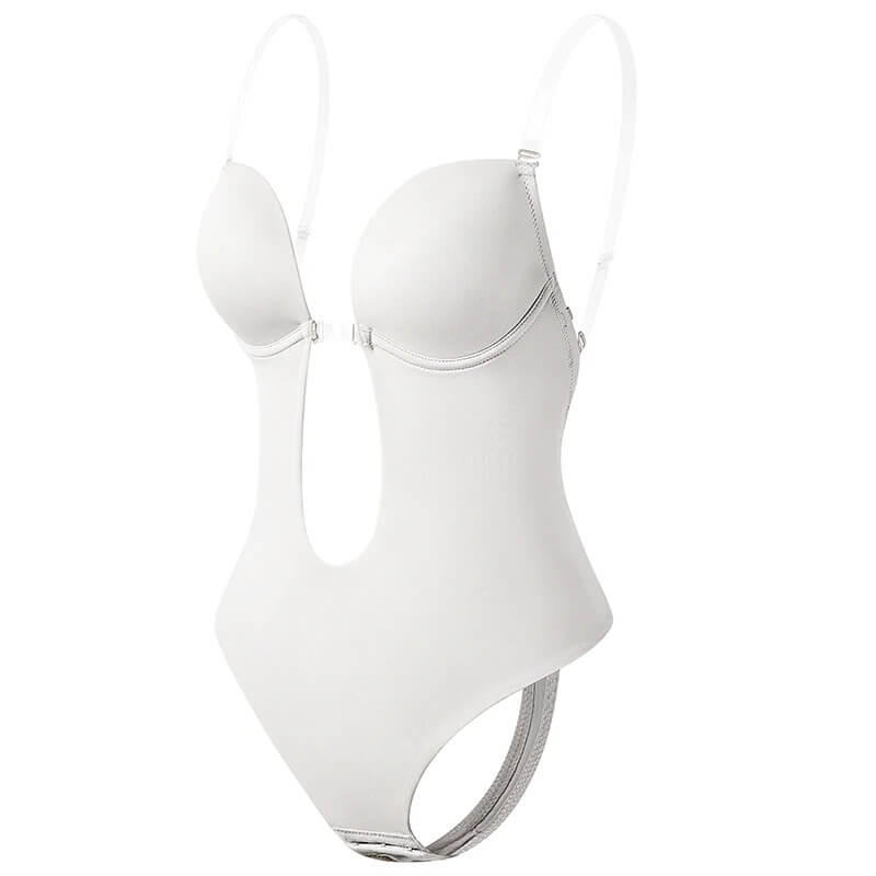 Rückenfreier Body Shaper mit tiefem V-Ausschnitt und verstellbaren Trägern, mittlerer bis fester Kontrolle