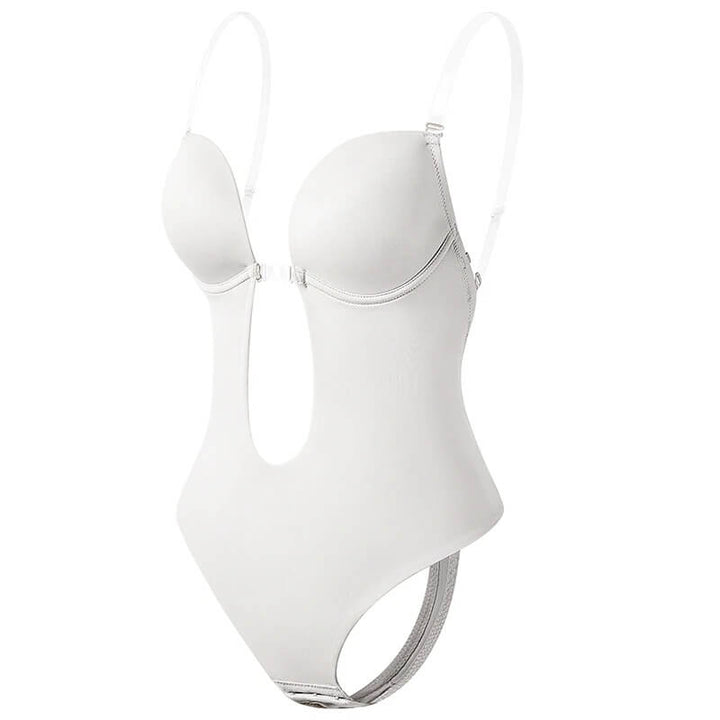 Rückenfreier Body Shaper mit tiefem V-Ausschnitt und verstellbaren Trägern, mittlerer bis fester Kontrolle
