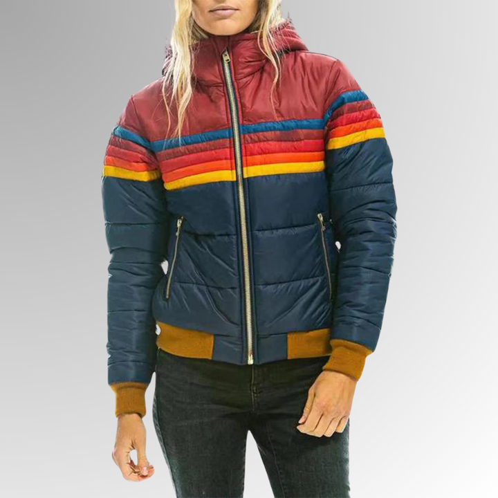 Damen Retro Zip-Jacke mit funktionalen Taschen und verstellbarem Schnitt