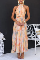 Claudia | Women's Summer Halter Floral Maxi Dress