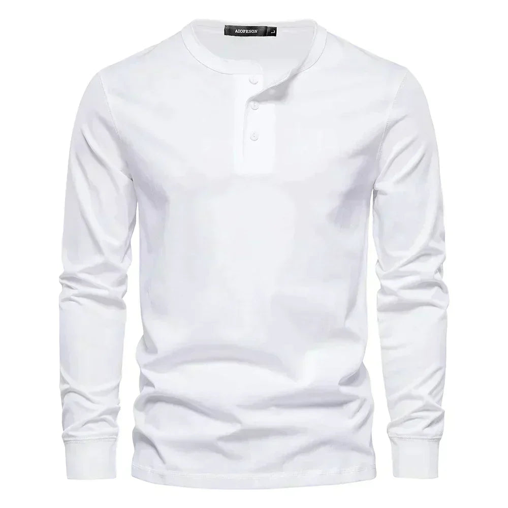 Herren Langarmshirt mit Knöpfen Casual Bequeme Passform