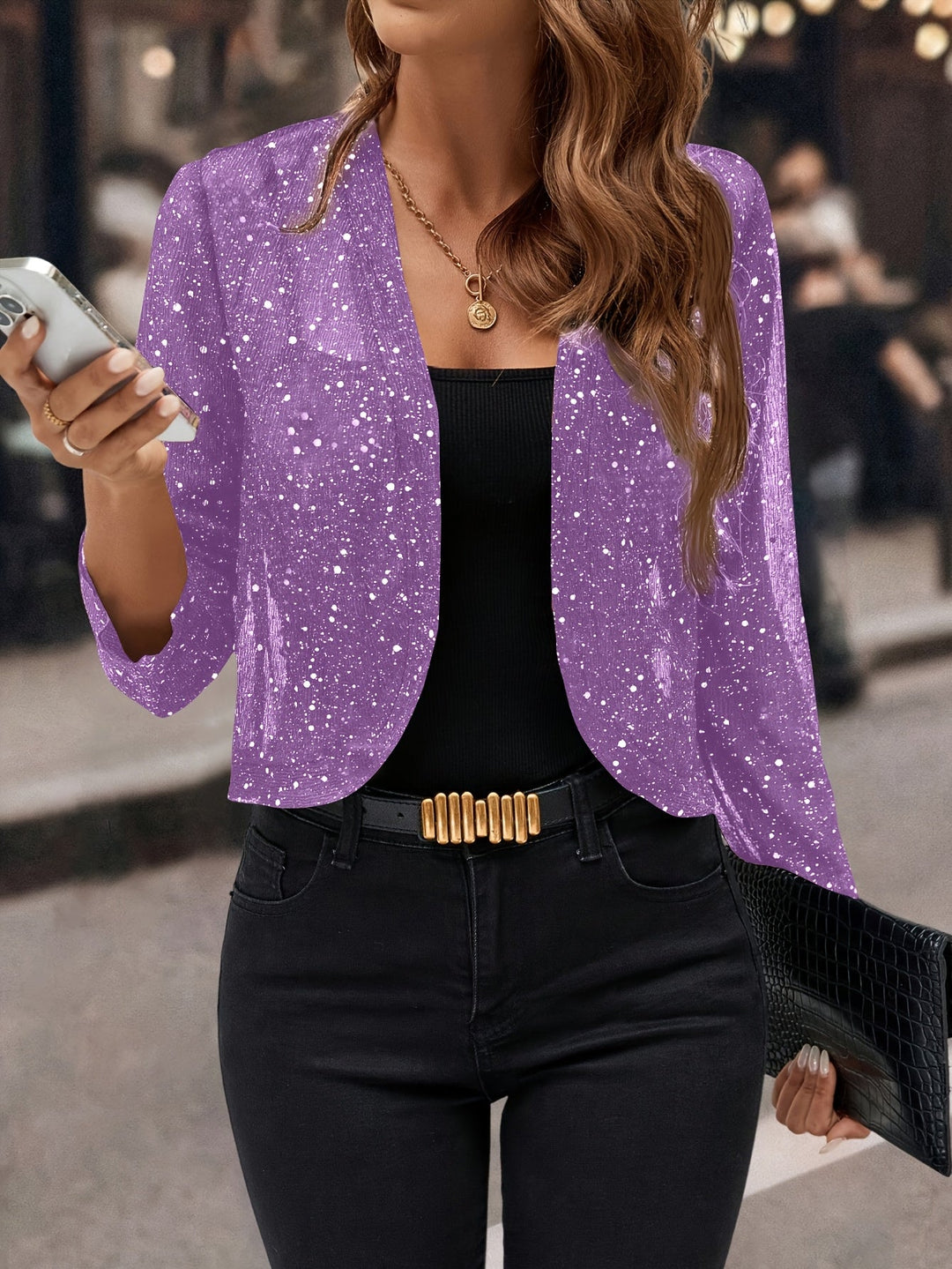 Elaine | Glänzende Cropped Jacke