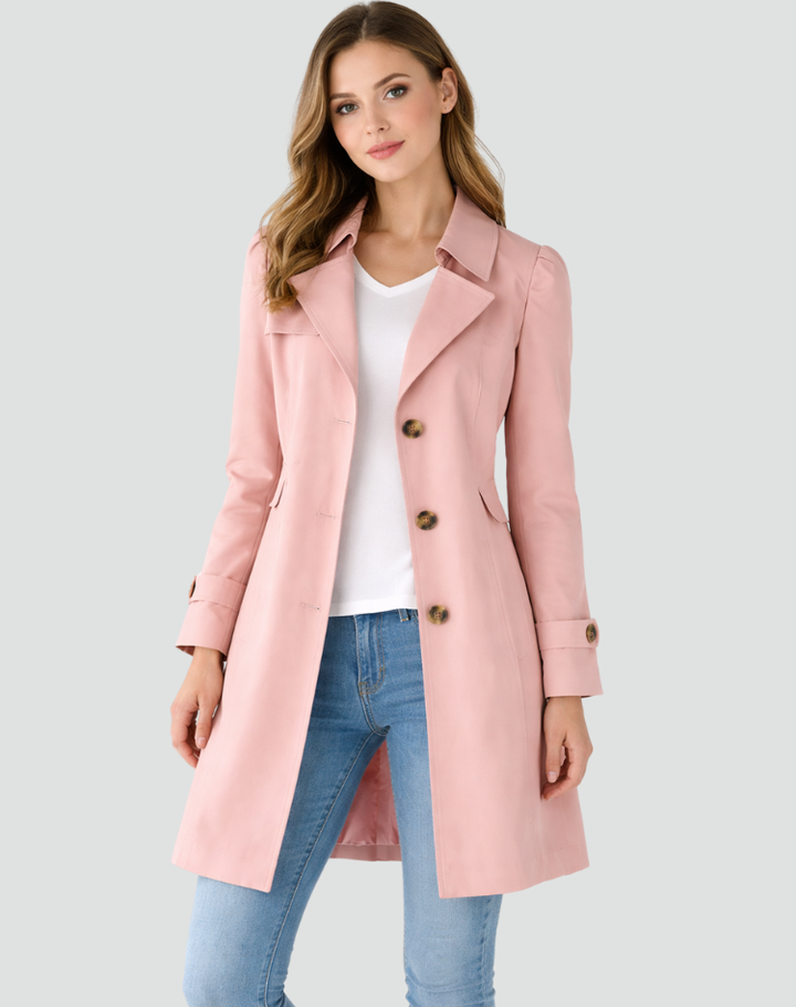 Trenchcoat Damen Slim Fit Leichtgewicht Klassischer Kragen mit Revers