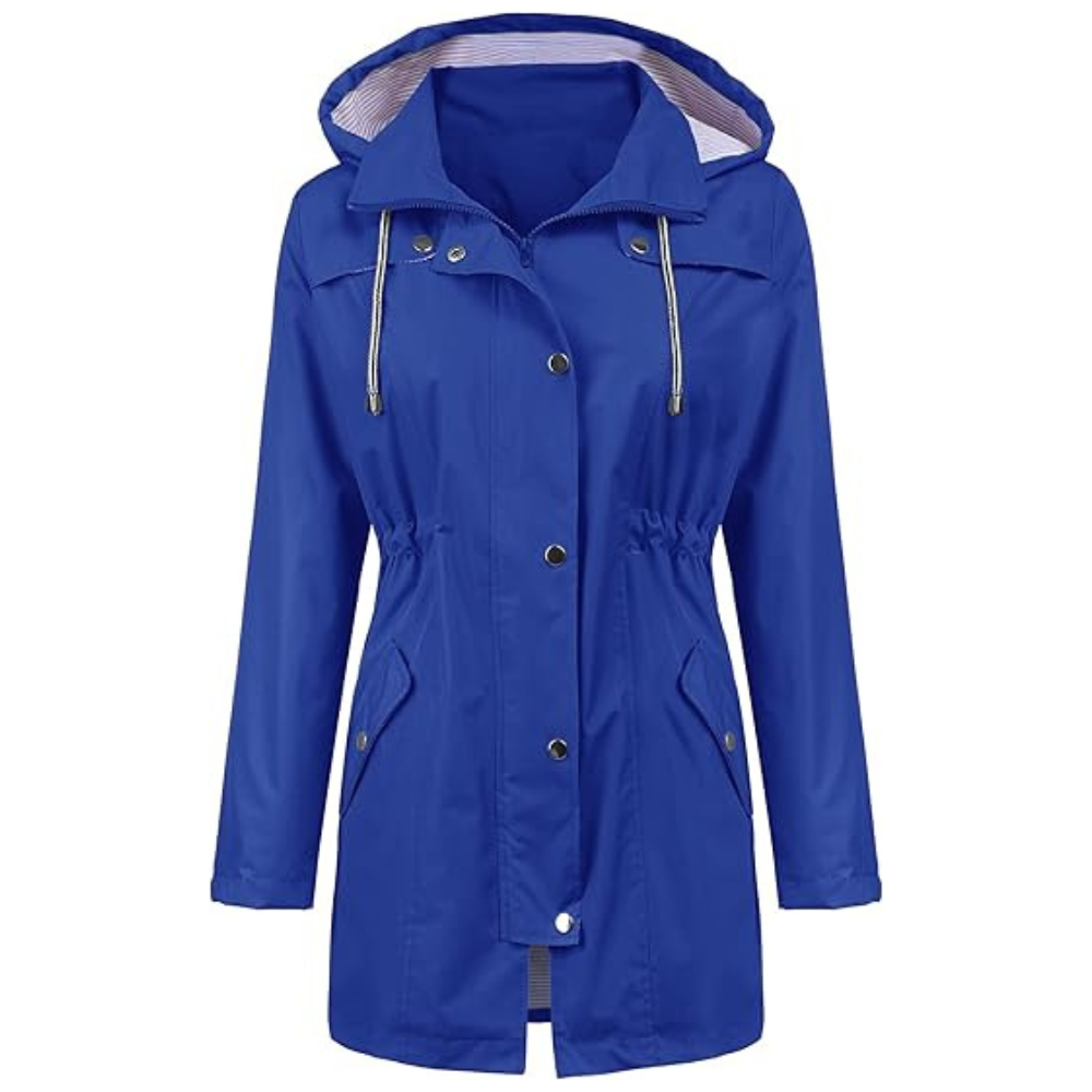 Wasserdichter langer Kapuzen-Trenchcoat gefüttert Windbreaker Reisejacke