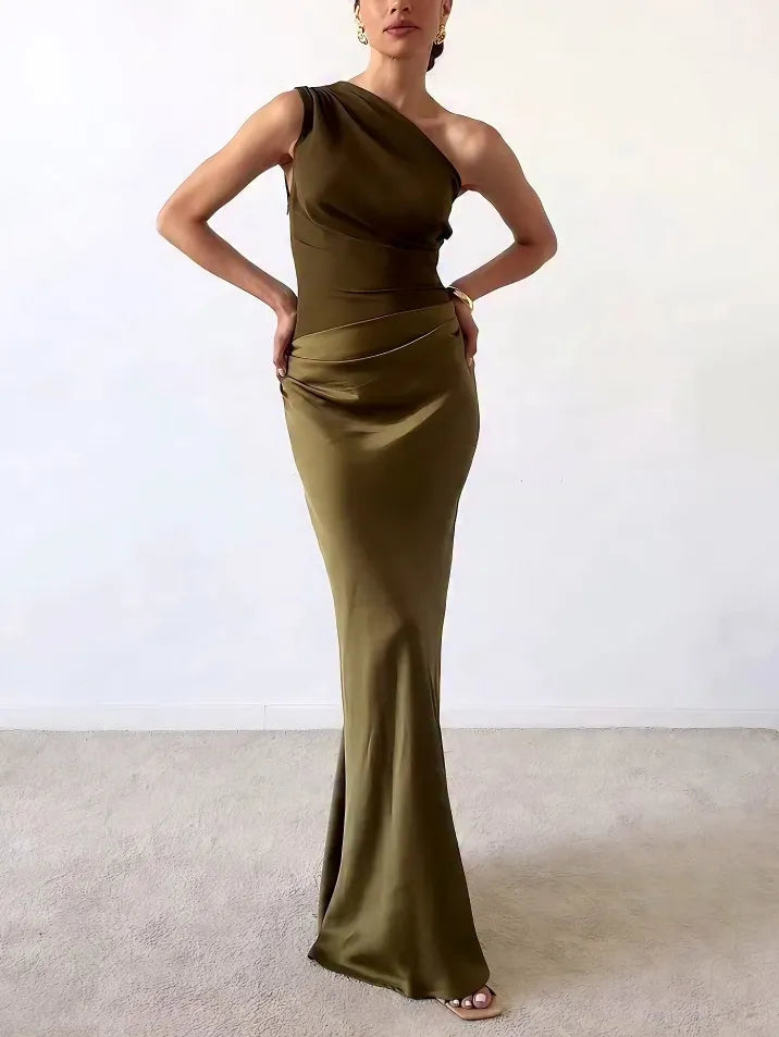 Robe longue pour invitées de mariage | Asymétrique drapée