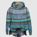 Damen Druckdesign mit Norwegischem Muster – Weicher Warmer Hoodie für Freizeit- und Winterstil