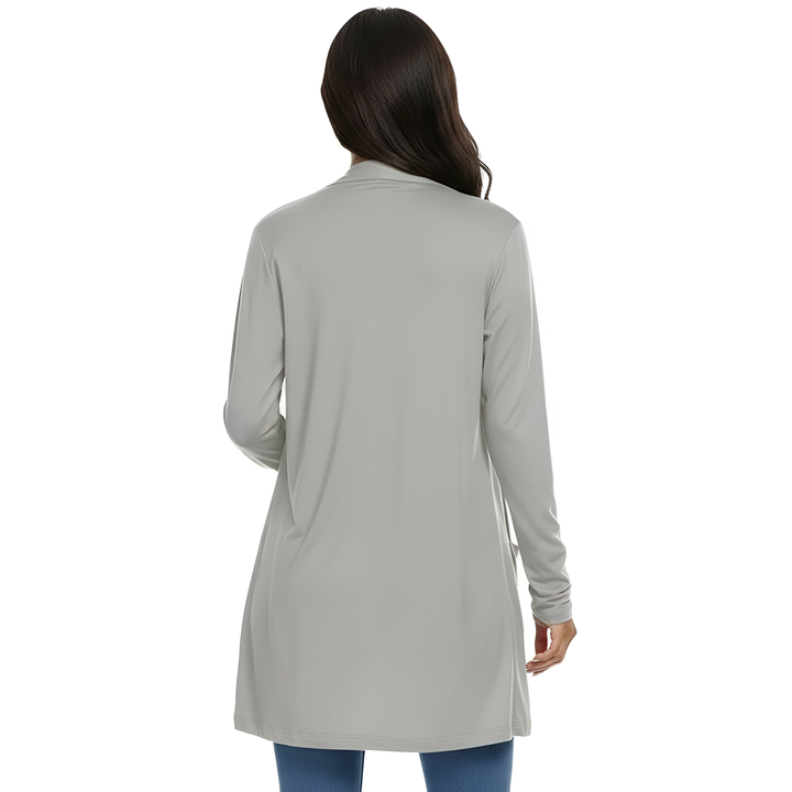 Leichter, lässiger, offener langer Cardigan mit Taschen