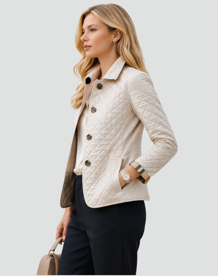 Damen Tussenseizoenjack Regular Fit Mit Stehkragen und Knöpfen