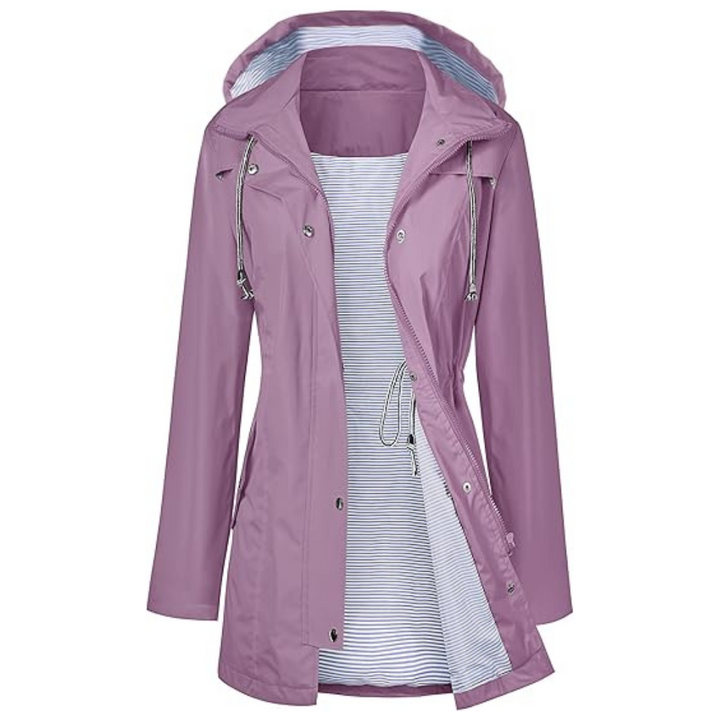 Wasserdichter langer Kapuzen-Trenchcoat gefüttert Windbreaker Reisejacke