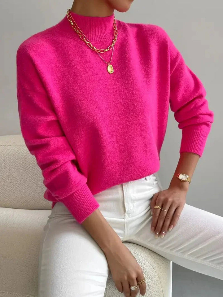 Yvonne Damen Strickpullover - Weicher Stoff &amp; Hoher Kragen