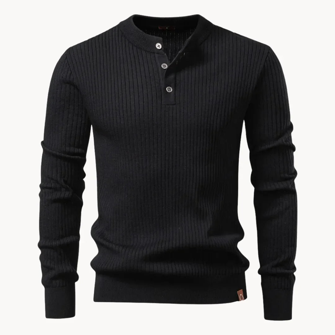 Herrenpullover mit Rundhalsausschnitt und Knopfleiste für den täglichen Gebrauch