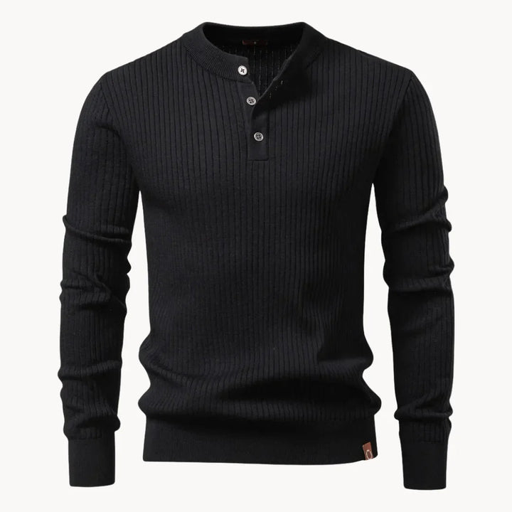 Herrenpullover mit Rundhalsausschnitt und Knopfleiste für den täglichen Gebrauch