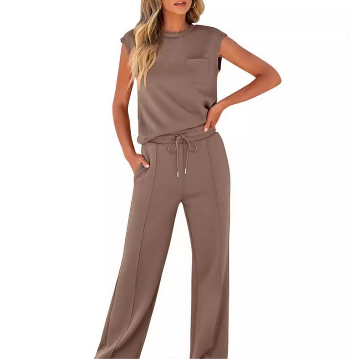 Damen Freizeit Sommer Lounge Set aus weichem Stoff mit lockerer Passform