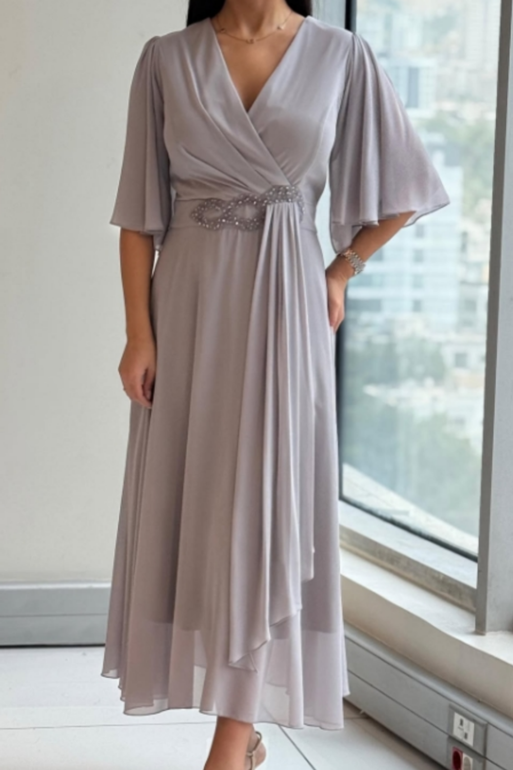 ELMA - Elegantes Fließendes Midi-Kleid