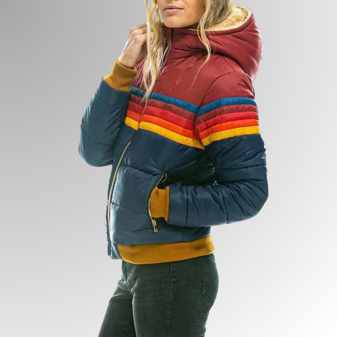 Damen Retro Zip-Jacke mit funktionalen Taschen und verstellbarem Schnitt