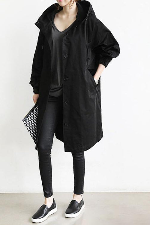Damen Wasserfester Regen Trenchcoat mit Kapuze – Übergangsjacke für Frühling und Herbst