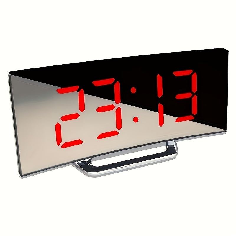 Uniquely Designed Modern Digital Alarm Clock – LED Mirror &amp; Curved Design