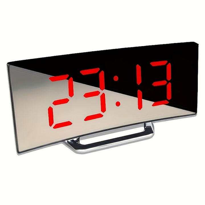 Uniquely Designed Modern Digital Alarm Clock – LED Mirror &amp; Curved Design