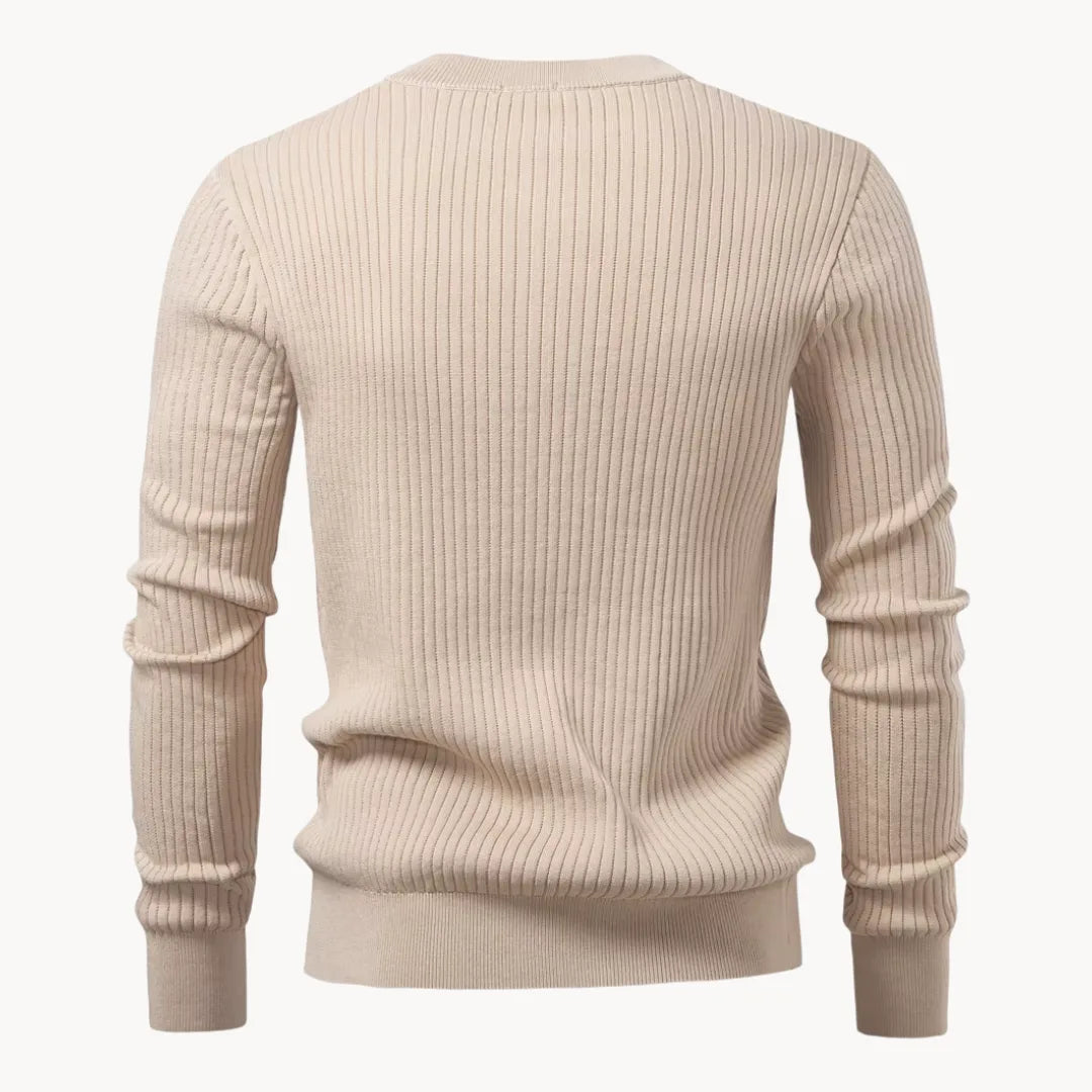 Herrenpullover mit Rundhalsausschnitt und Knopfleiste für den täglichen Gebrauch