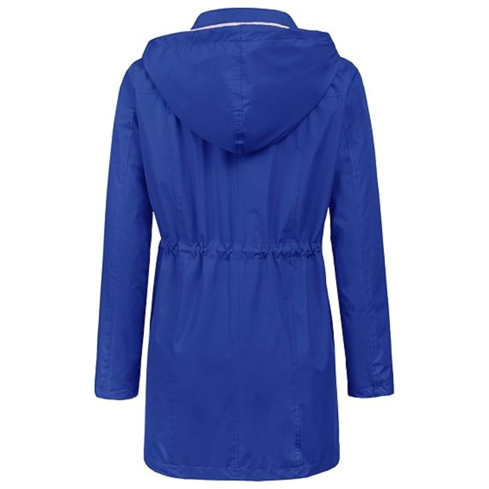 Wasserdichter langer Kapuzen-Trenchcoat gefüttert Windbreaker Reisejacke