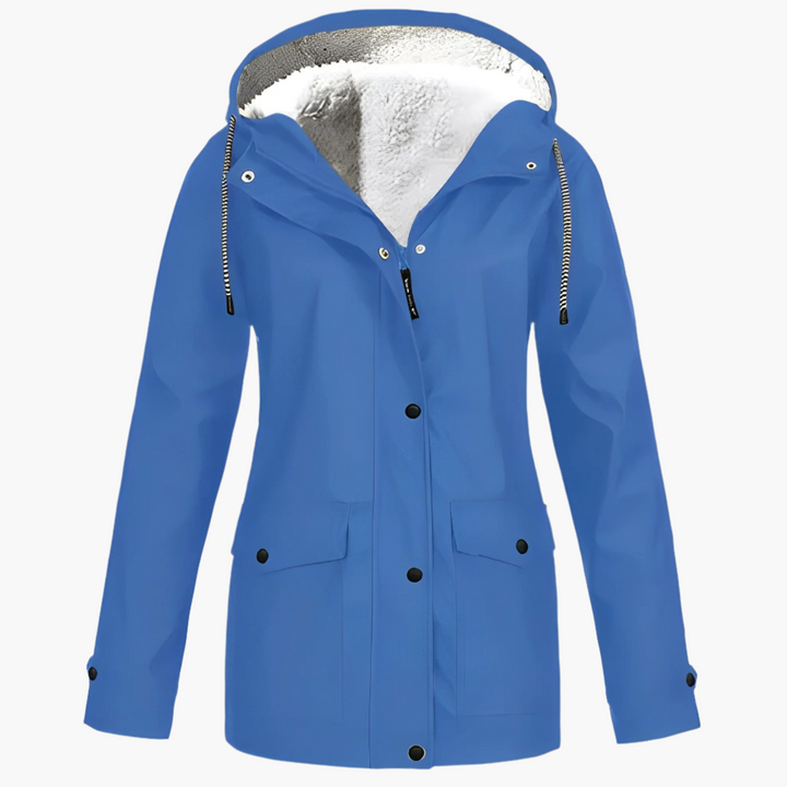 Damen Winter Regenjacke mit Fleece-Futter – Wasserdichte Outdoor-Jacke für kalte Tage