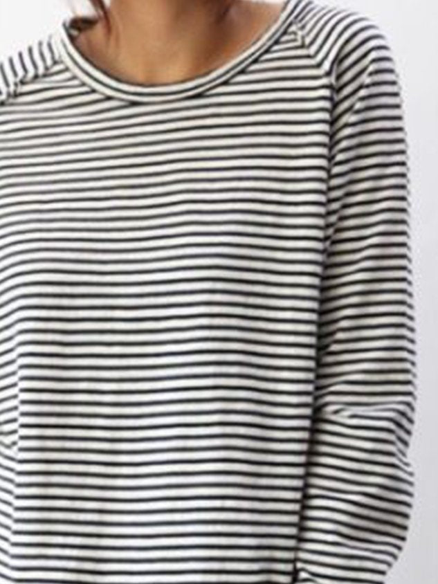 Damen Gestreiftes Casual Langarmshirt – Weiche Baumwolle, Perfekt für Frühling und Herbst