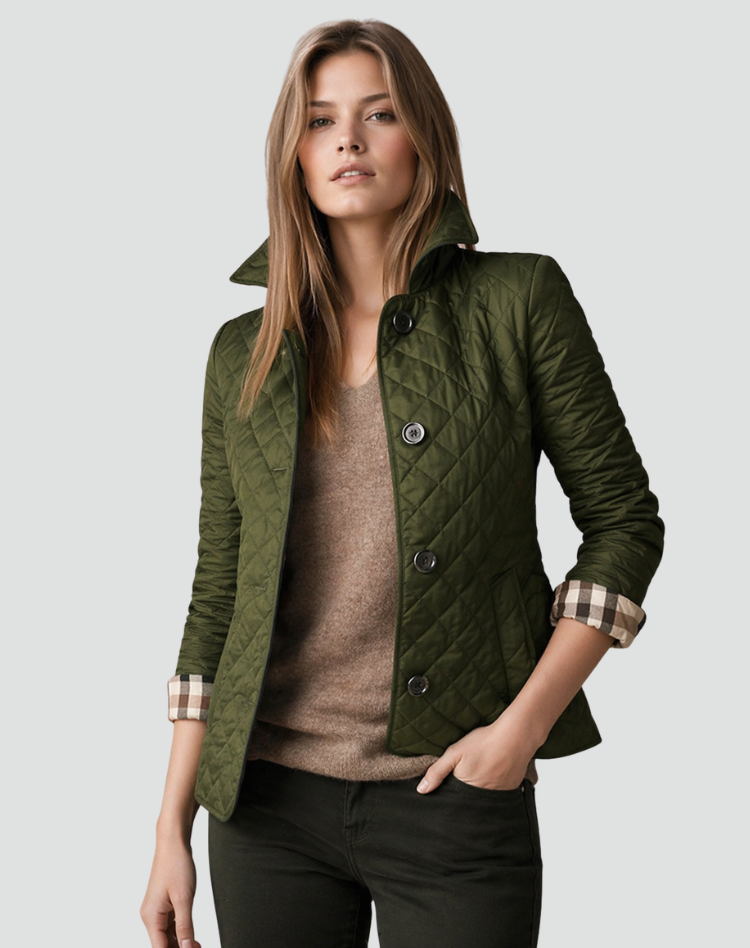 Damen Tussenseizoenjack Regular Fit Mit Stehkragen und Knöpfen