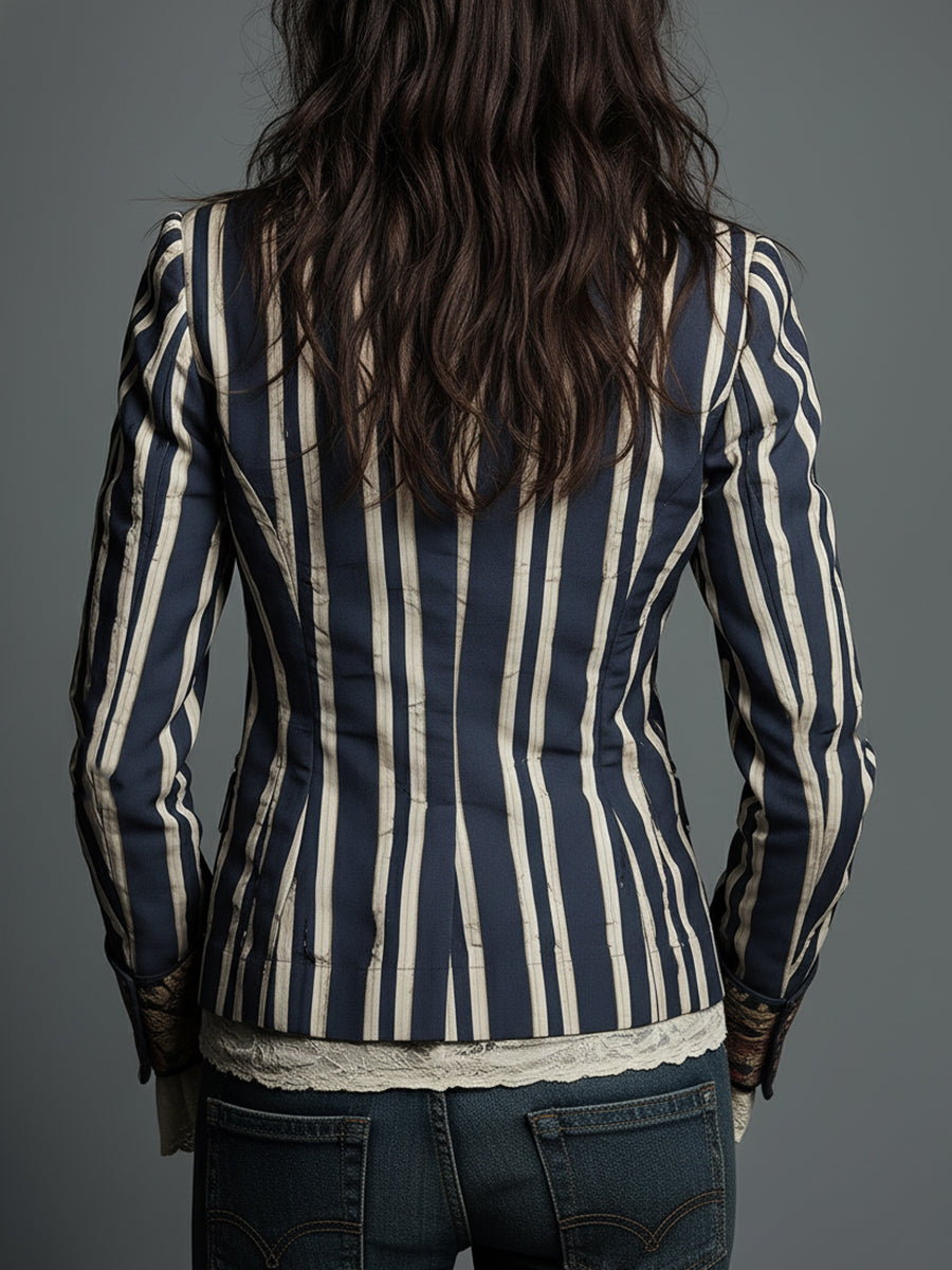 Nina | Klassischer Retro Bohemian Gestreifter Blazer