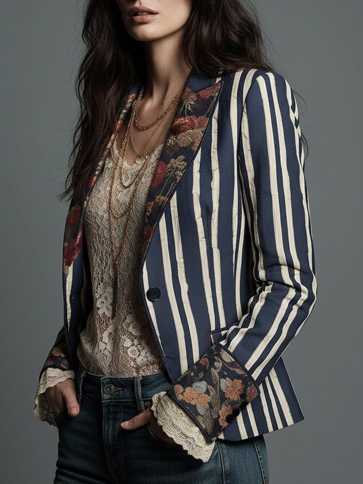 Nina | Klassischer Retro Bohemian Gestreifter Blazer
