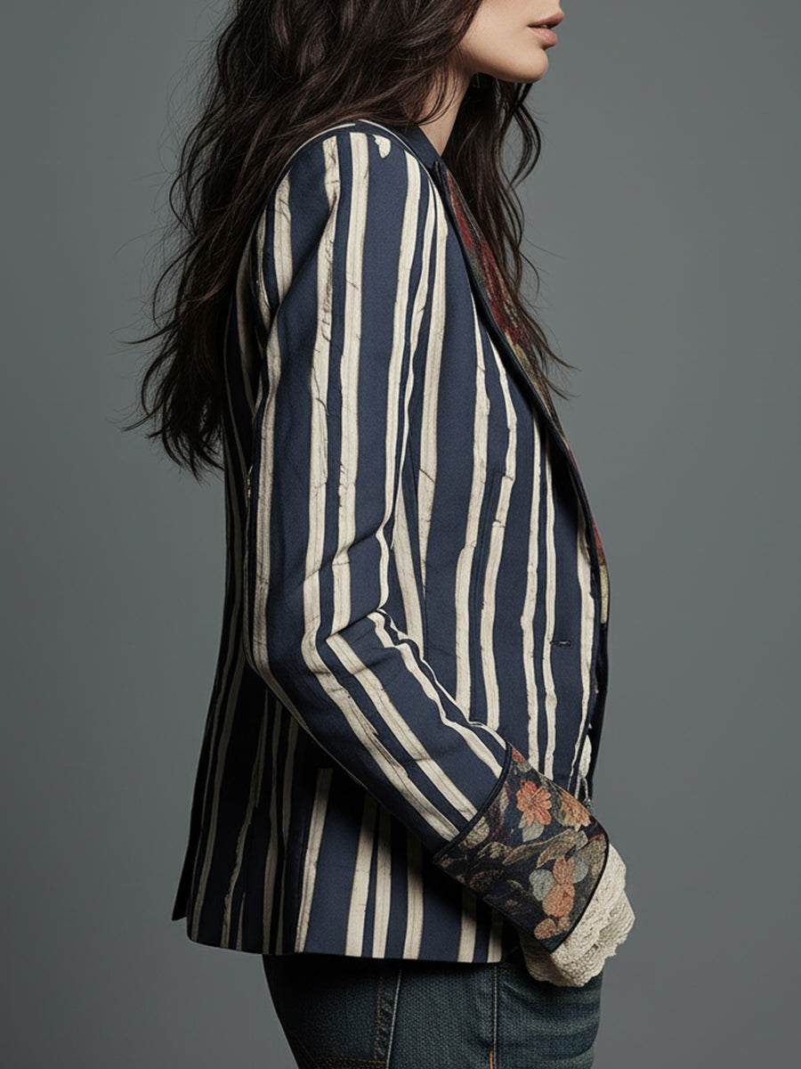 Nina | Klassischer Retro Bohemian Gestreifter Blazer