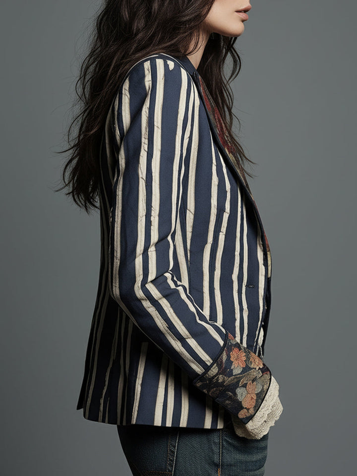 Nina | Klassischer Retro Bohemian Gestreifter Blazer
