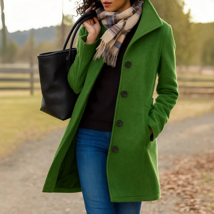 Damen Klassischer Knopfverschluss Mantel mit Tailliertem Schnitt und Vielseitigem Stil