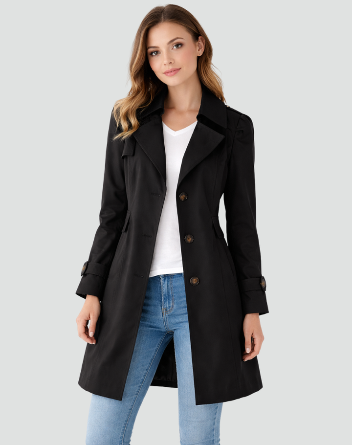 Trenchcoat Damen Slim Fit Leichtgewicht Klassischer Kragen mit Revers
