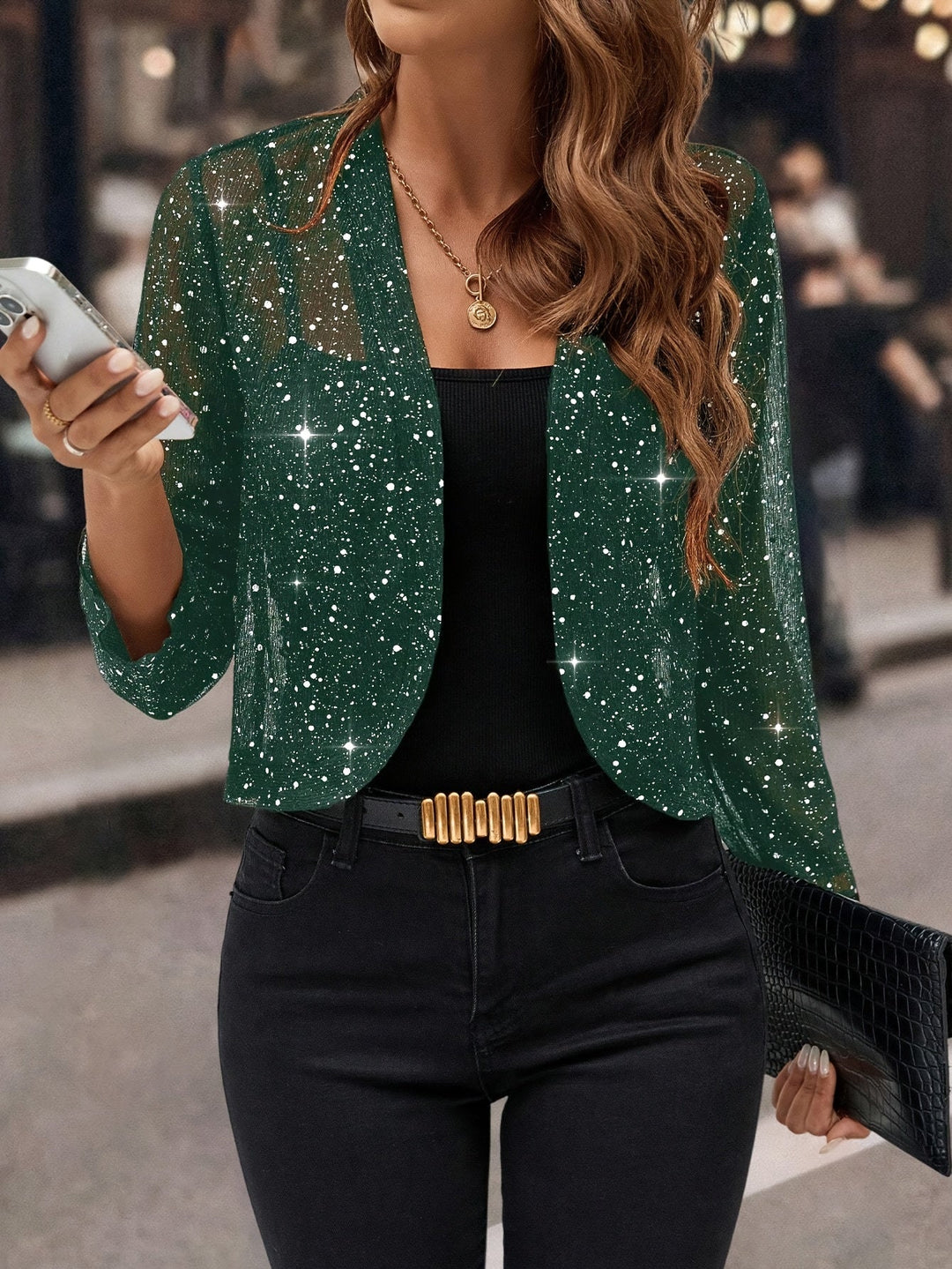 Elaine | Glänzende Cropped Jacke