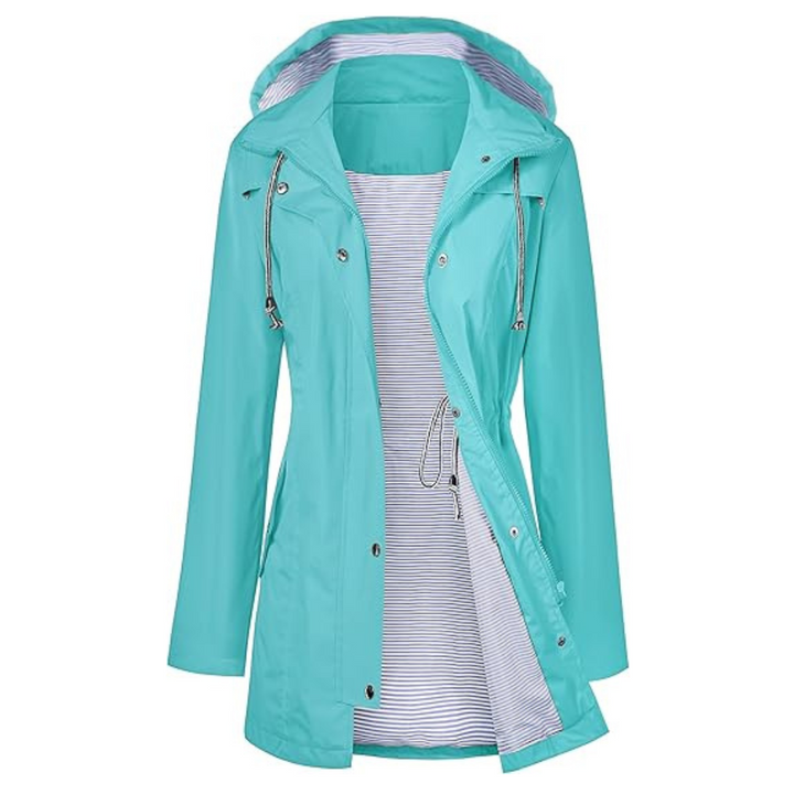 Wasserdichter langer Kapuzen-Trenchcoat gefüttert Windbreaker Reisejacke