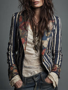 Nina | Klassischer Retro Bohemian Gestreifter Blazer