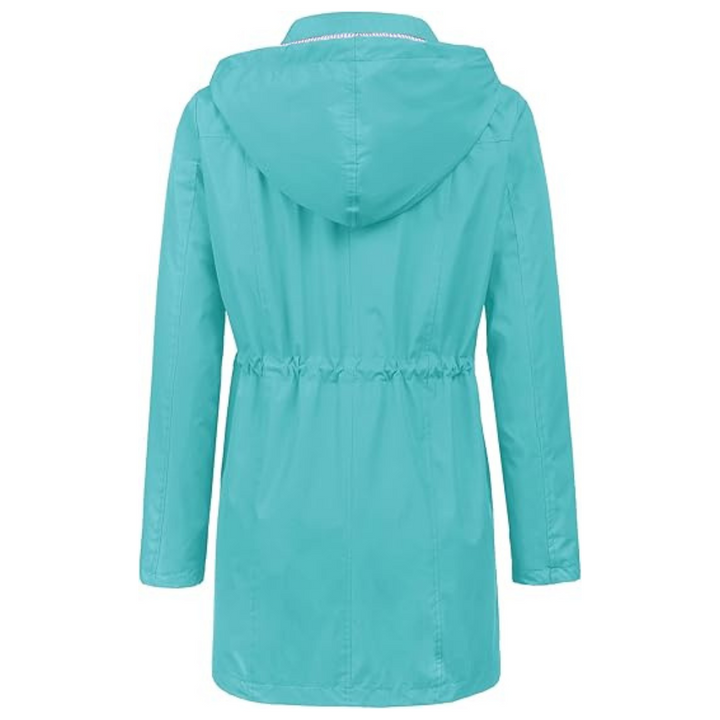Wasserdichter langer Kapuzen-Trenchcoat gefüttert Windbreaker Reisejacke