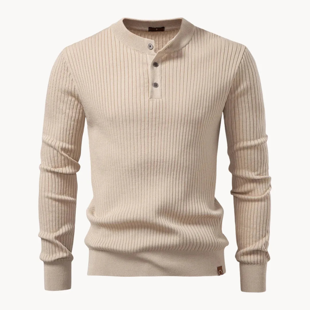 Herrenpullover mit Rundhalsausschnitt und Knopfleiste für den täglichen Gebrauch