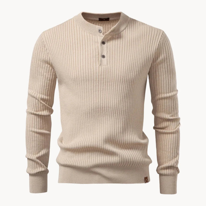 Herrenpullover mit Rundhalsausschnitt und Knopfleiste für den täglichen Gebrauch